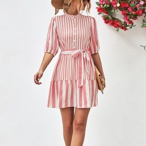 Pink White Stripe Dress